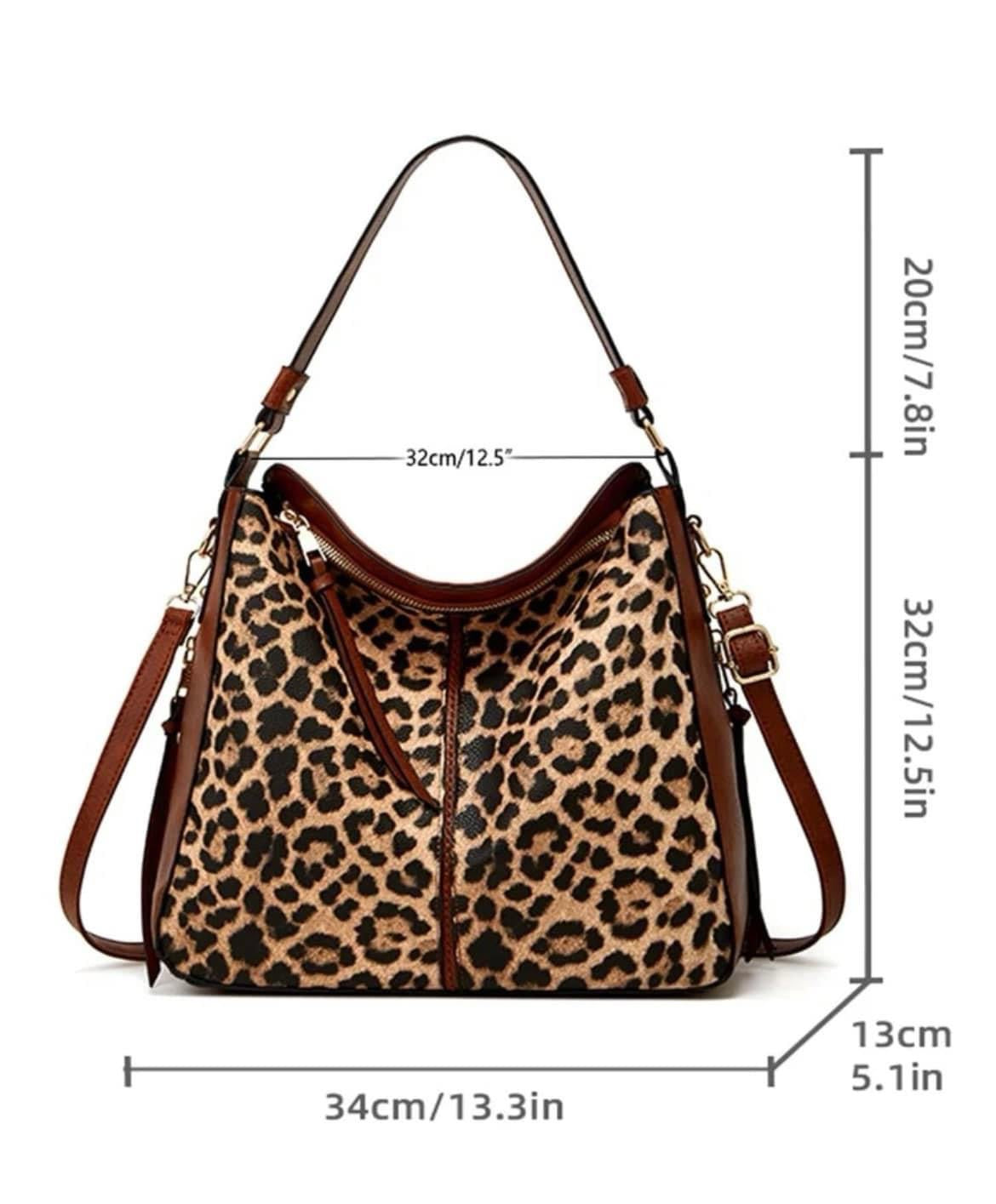 Women’s Beautiful PU Leather Brown Leopard Pattern Handbag