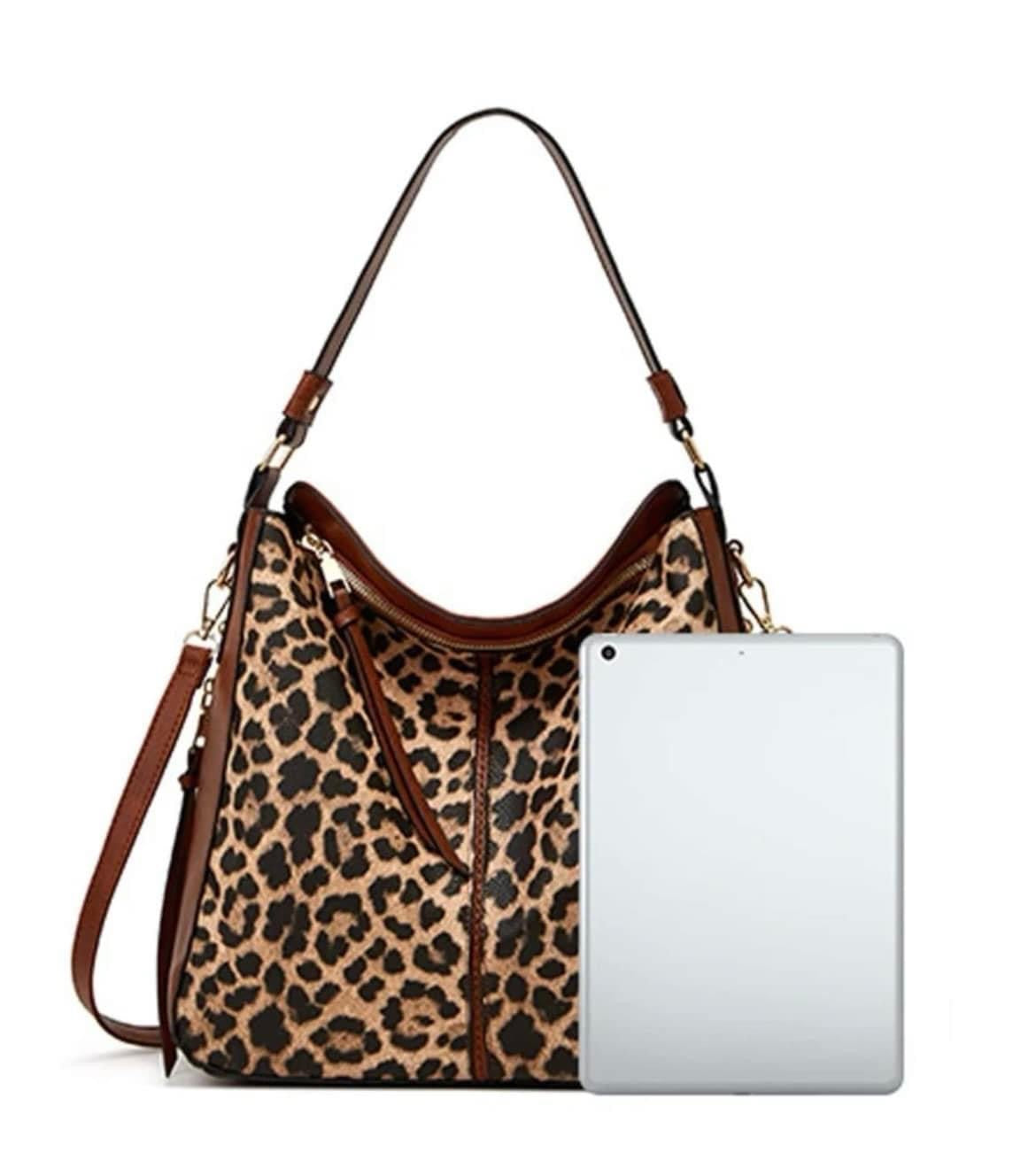 Women’s Beautiful PU Leather Brown Leopard Pattern Handbag