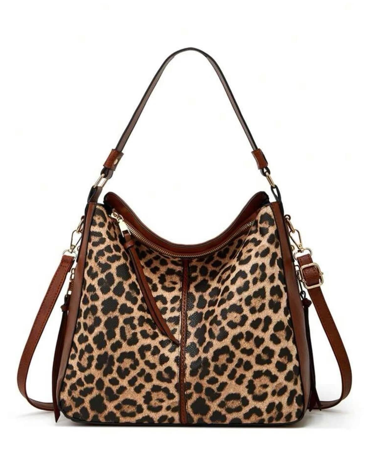 Women’s Beautiful PU Leather Brown Leopard Pattern Handbag